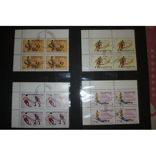 8 Blocs De 4 Timbres + 1 Bloc Nicaragua Coupe Du Monde De Football 1982 Espagne