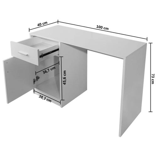 VIDAXL Bureau avec tiroir et placard 100x40x73 cm Blanc pas cher 