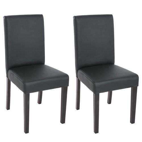 Lot De 2 Chaises De Séjour Littau   Simili-Cuir, Noir Mat, Pieds Foncés