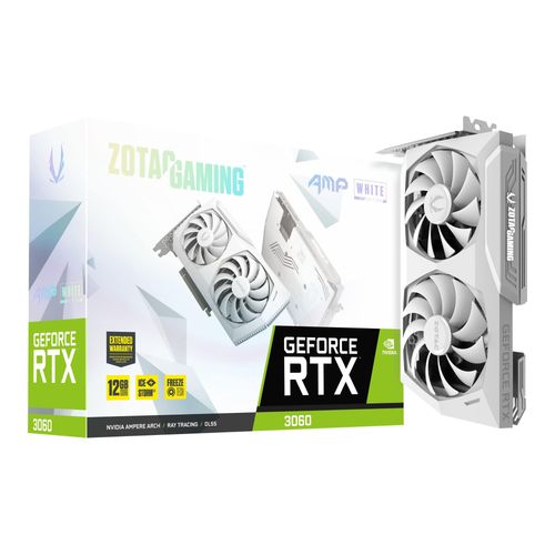 ZOTAC GAMING GeForce RTX 3060 AMP - White Edition - carte graphique - GF RTX 3060 - 12 Go GDDR6 - PCIe 4.0 x16 - 3 x DisplayPort, HDMI
