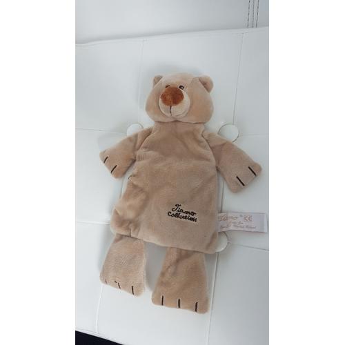 Peluche Ours Plat Tiamo Collection Beige Billes Pattes