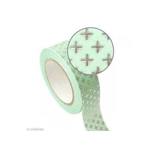 Ruban Adhésif - Masking Tape - Vert Croix Argent Métal