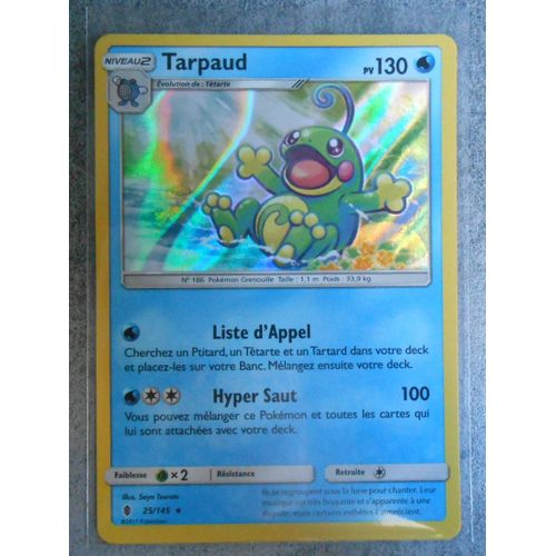 Carte Pokémon Tarpaud Holo - 130 Pv - Soleil Et Lune Gardiens Ascendants 25/145 Neuve - Fr