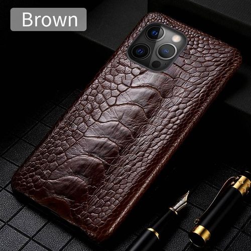Coque Pour Iphone Autruche Veritable, Couleur: Pied Marron, Smartphone: Iphone 11
