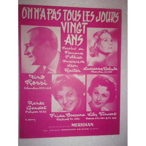Partition "On N'a Pas Tous Les Jours 20 Ans"