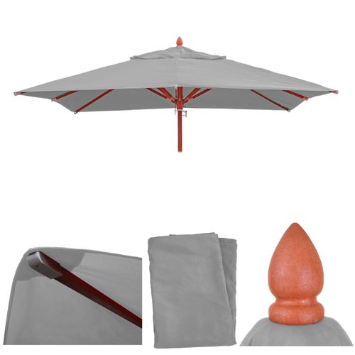Toile Pour Gastronomie Parasol En Bois Hwc-C57, Carré 3x3m Polyester 3kg   Gris Clair