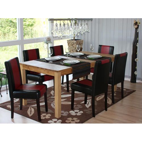 Lot De 6 Chaises De Séjour Littau   Simili-Cuir, Noir/Rouge, Pieds Foncés