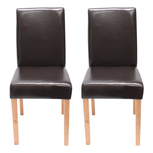 Lot De 2 Chaises De Séjour Littau   Cuir Reconstitué Marron, Pieds Clairs