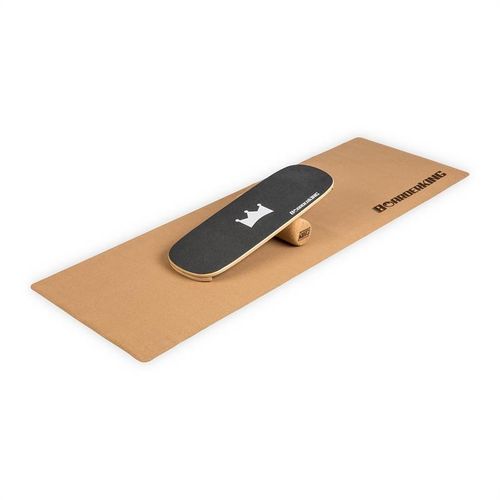 Indoorboard Classic Planche D'équilibre + Tapis + Rouleau Bois / Liège Noir