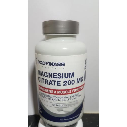 Magnésium Citrate 200 Mg 60 Tablets Vegan Bodymass 