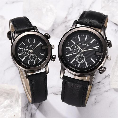 Montre À Quartz En Cuir Noir Et Blanc Pour Femmes, Couple Amoureux De La Mode, Luxe, Décontracté, Montre-Bracelet Pour Dames