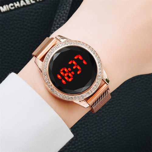 Montre-Bracelet Magnétique Led Pour Femmes, Couleur Or Rose, Numérique, Quartz, Horloge