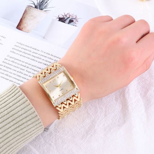 Montre-Bracelet Carrée Pour Femmes, En Acier Inoxydable, Or, Diamant, Livraison Directe, Collection, Offre Spéciale