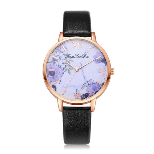 Montres À Quartz Vintage En Cuir Pour Femmes, Montre-Bracelet À Fleurs Décontractées, Vert, Simple, Cadeaux