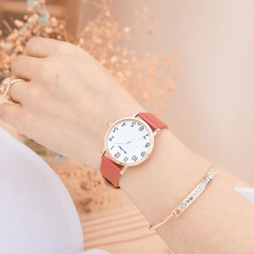 Montre À Quartz Pour Femmes, Petit Cadran, Mode Simple, Échelle De Chiffres, Marron Vintage Cuir Rétro Dames, Montres-Bracelets