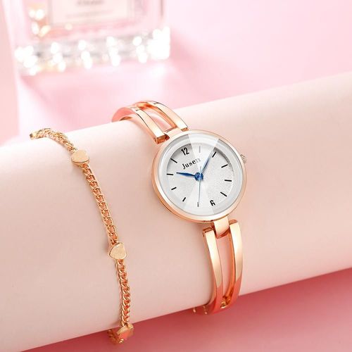 Montre À Quartz Géométrique Pour Femmes, Montre-Bracelet Simple En Or Rose, En Acier Inoxydable, Petite Montre