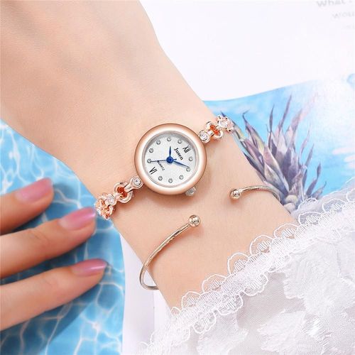 Or Rose Luxe Mode Femmes Bracelet Montres Qualités Diamant Dames Quartz Montres Acier Inoxydable Argent Femme Horloge