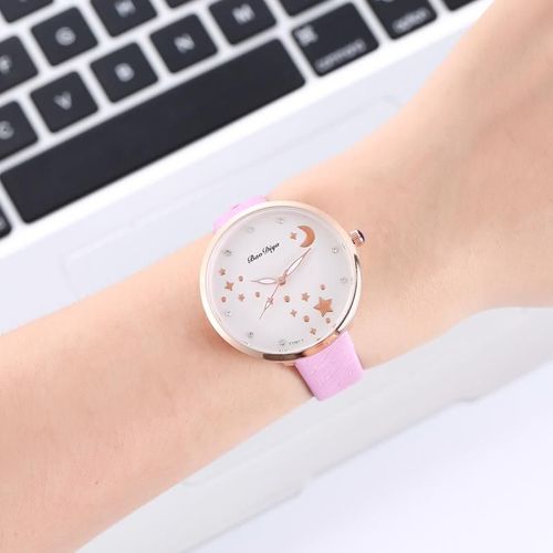Montre De Luxe En Diamant Pour Femmes, Montre-Bracelet En Cuir, Quartz, Élégante, Décontractée, À La Mode, Ciel Étoilé
