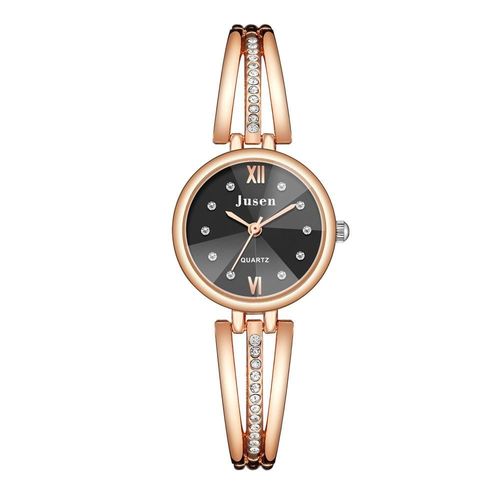Montre-Bracelet De Luxe Pour Femmes, En Or Rose, À Quartz, En Acier Inoxydable, En Argent