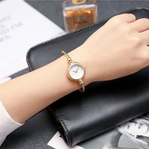 Petit Bracelet Doré En Acier Inoxydable Pour Femme, Montre-Bracelet De Luxe Rétro À Quartz, Mode Décontractée