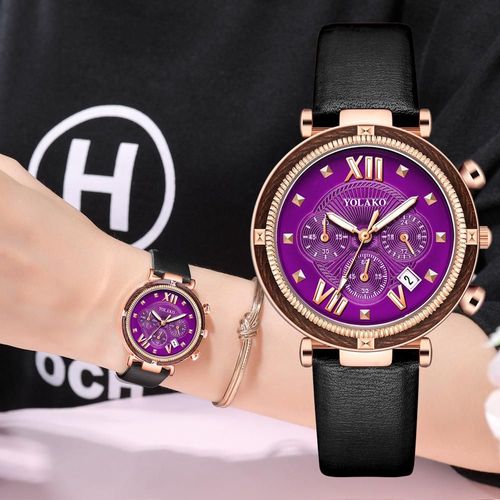 Montre-Bracelet En Cuir Bleu Pour Femmes, Qualité, Mode De Luxe, Exquise, Cadran De Calendrier Romain, Horloge À Quartz Simple
