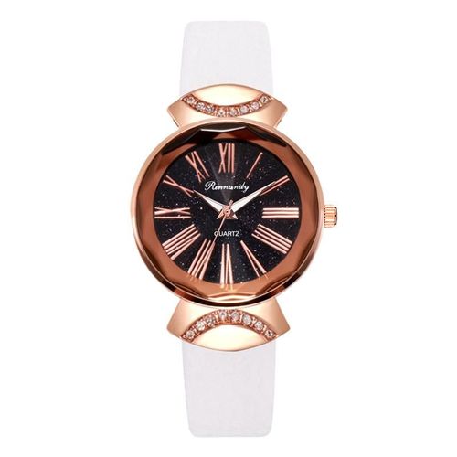 Montres De Luxe Blanches Pour Femmes, Cadran Rom, Rétro, Avec N¿Ud En Bambou, Bracelet En Cuir, Décontracté, Montre À Quartz