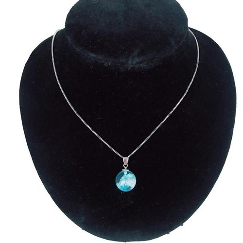 Collier En Résine Transparente Pour Femmes, Pendentif De Lune, Bleu Ciel Blanc, Chaîne De Nuage, Bijoux À La Mode, Cadeaux Pour Fill