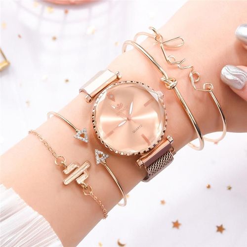 Montres De Luxe Pour Femmes, Bracelet En Or Rose, Bracelet En Maille En Acier Inoxydable, Quartz, Horloge Minimaliste Pour Dames