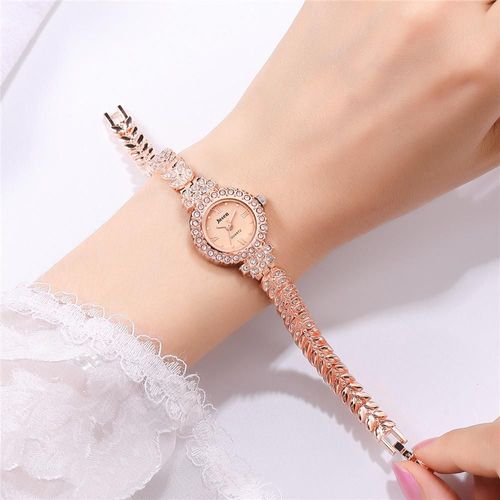 Montre-Bracelet En Or Rose Pour Femmes, En Acier Inoxydable, À La Mode, De Luxe, Robe En Diamant, À Quartz De Haute Qualité Pour Dam