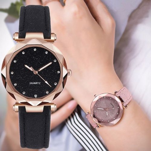 Montre-Bracelet En Cuir Et Strass Pour Femmes, Décontractée, Romantique, Ciel Étoilé, Styliste, Horloge Simple, Gfit