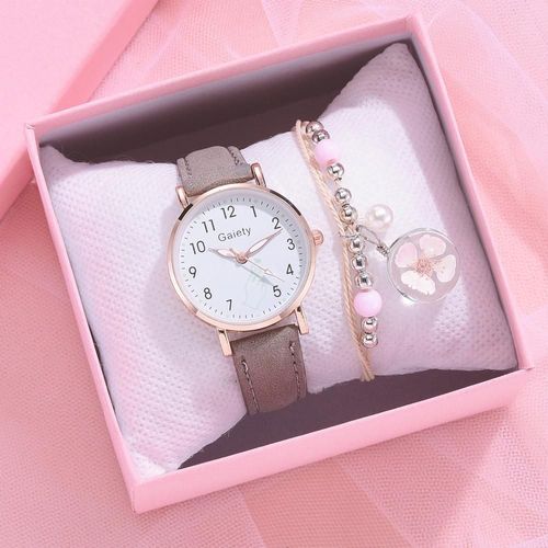 Montre-Bracelet En Cuir Pour Enfants, Montre À Quartz Numérique, Montre-Bracelet Rose Pour Filles, Tendance, Cadeau
