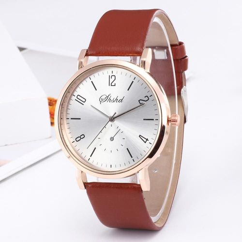 Montre De Luxe À Quartz Pour Femmes, Bracelet En Cuir, Analogique, Or Rose, En Acier, Collection