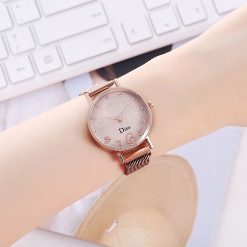 Montre À Quartz De Luxe Pour Femmes, Horloge De Loisir, Bracelet Magnétique, Tendance 2020
