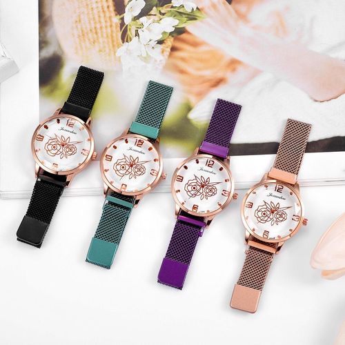 2021top Marque De Luxe Bracelet Magnétique Montre Or Rose Femmes Montre Dame Montre-Bracelet Maille Femme Horloge Relogio Feminino