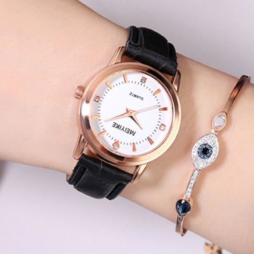 Montre Strass Étoilée Pour Femmes, Décontractée, Bracelet En Cuir, À La Mode