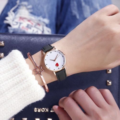 Montre À Quartz Avec Bracelet En Cuir Rose Pour Enfants, Collection, Décontractée, Pour Filles