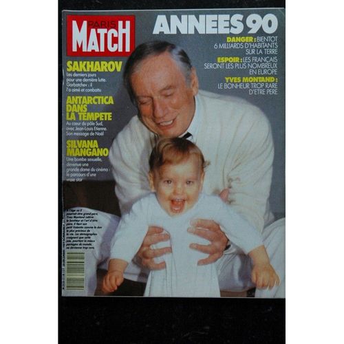 Paris Match N° 2118 28 Décembre 1989 Yves Montand Cover + 2 P. - Sylvie Vartan - Dick Rivers - Herge - 124 Pages