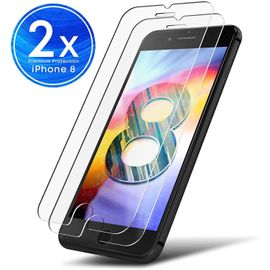 2x Protecteur D'écran Apple Iphone 8 Verre Trempé 9h Crystal Clear Protection Maximale Anti-Choc Pas De Bulles Film Blindé Transparent