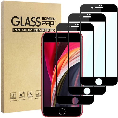 3 Pièces De Protection D'écran Iphone Se 2020, Film De Protection Premium Trempé Iphone 8/7 [No Bubbles] [Anti-Scratch] [9h Hardness] [Anti-Fingerprint] [Black]