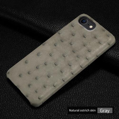 Coque Pour Iphone Autruche Veritable, Couleur: Gris, Smartphone: Iphone 11 Pro