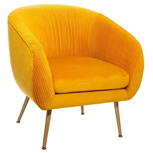 Fauteuil Design En Velours "Solaro" 78cm Jaune