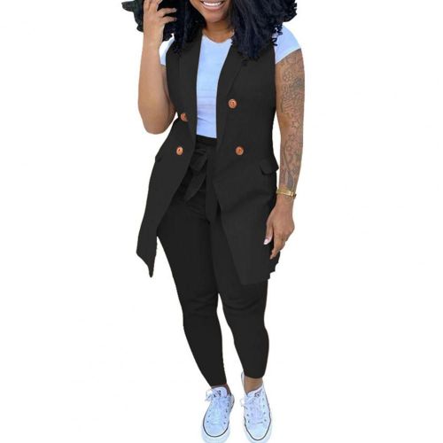Ensemble Gilet Et Pantalon Chic Pour Femmes, 2 Pièces/Ensemble, Taille Haute, Costume Sans Manches, Tenue Formelle Pour Dames, Style Ol