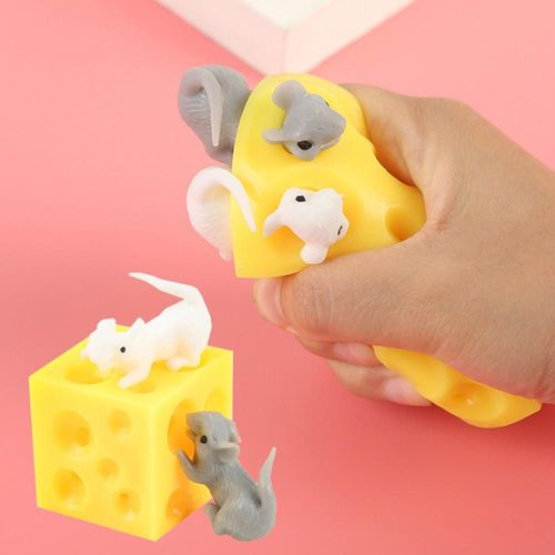 Poupée De Décompression Pour Enfants, Jouet Anti-Stress, Dessin Animé, Souris, Fromage, Presse, Vent De Farces