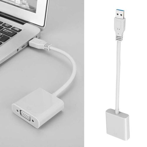 Câble adaptateur USB 3.0 vers VGA pour système Win 7/8 (blanc)