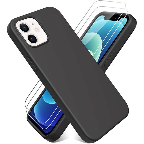 Coque Silicone Tpu Couleur Noire + 2 Verres Trempes Pour Iphone 12 Mini Little Boutik® Couleur :
