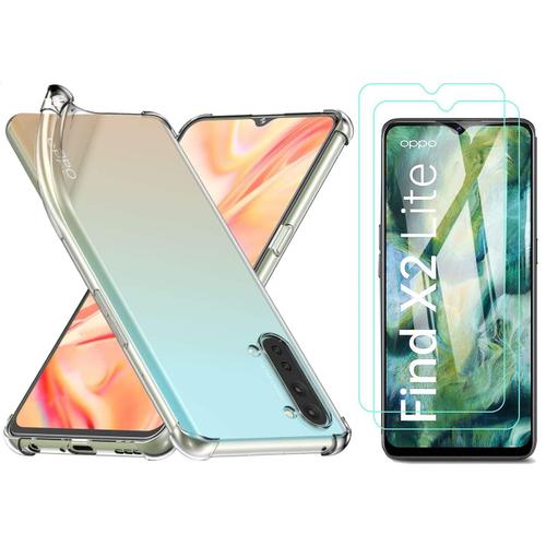 Coque Silicone Tpu Transparente Angles Renforces + 2 Verres Trempes Pour Oppo Find X2 Lite Little Boutik® Couleur :