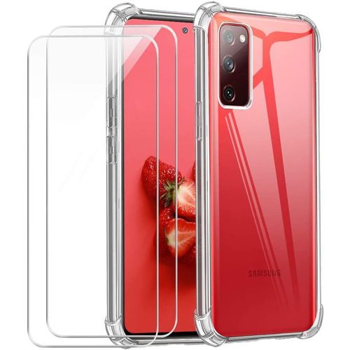 Coque Silicone Tpu Transparente Angles Renforces + 2 Verres Trempes Pour Samsung S20 Fe Little Boutik® Couleur :