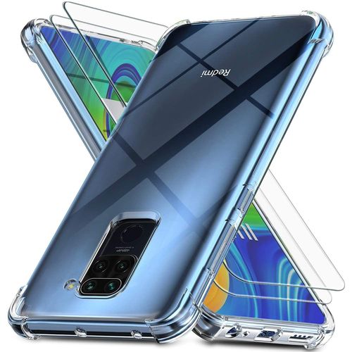 Coque Silicone Tpu Transparente Angles Renforces + 2 Verres Trempes Pour Xiaomi Redmi Note 9 Little Boutik® Couleur :