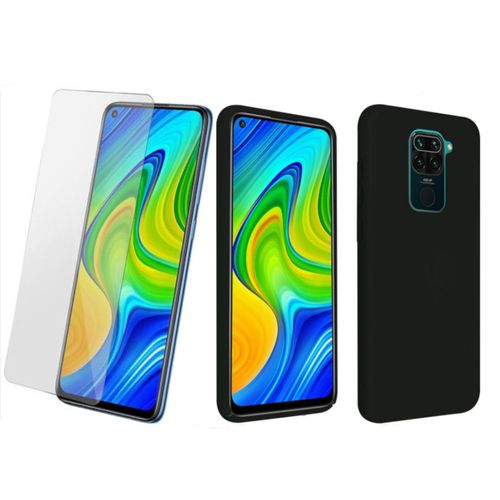 Coque Silicone Tpu Couleur Noir + Verre Trempe Pour Xiaomi Redmi Note 9 Little Boutik® Couleur :