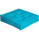 Coussin De Sol Garni - 50 X 50 Cm - 100 % Coton - Turquoise Turquoise